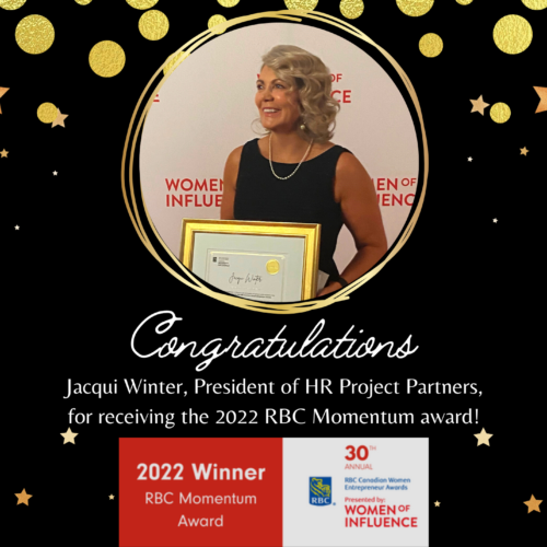 HRPP's President, Jacqui Winter, named winner of RBC's Momentum Award at the RBC Canadian Women Entrepreneur Awards Gala, Presented by Women of Influence